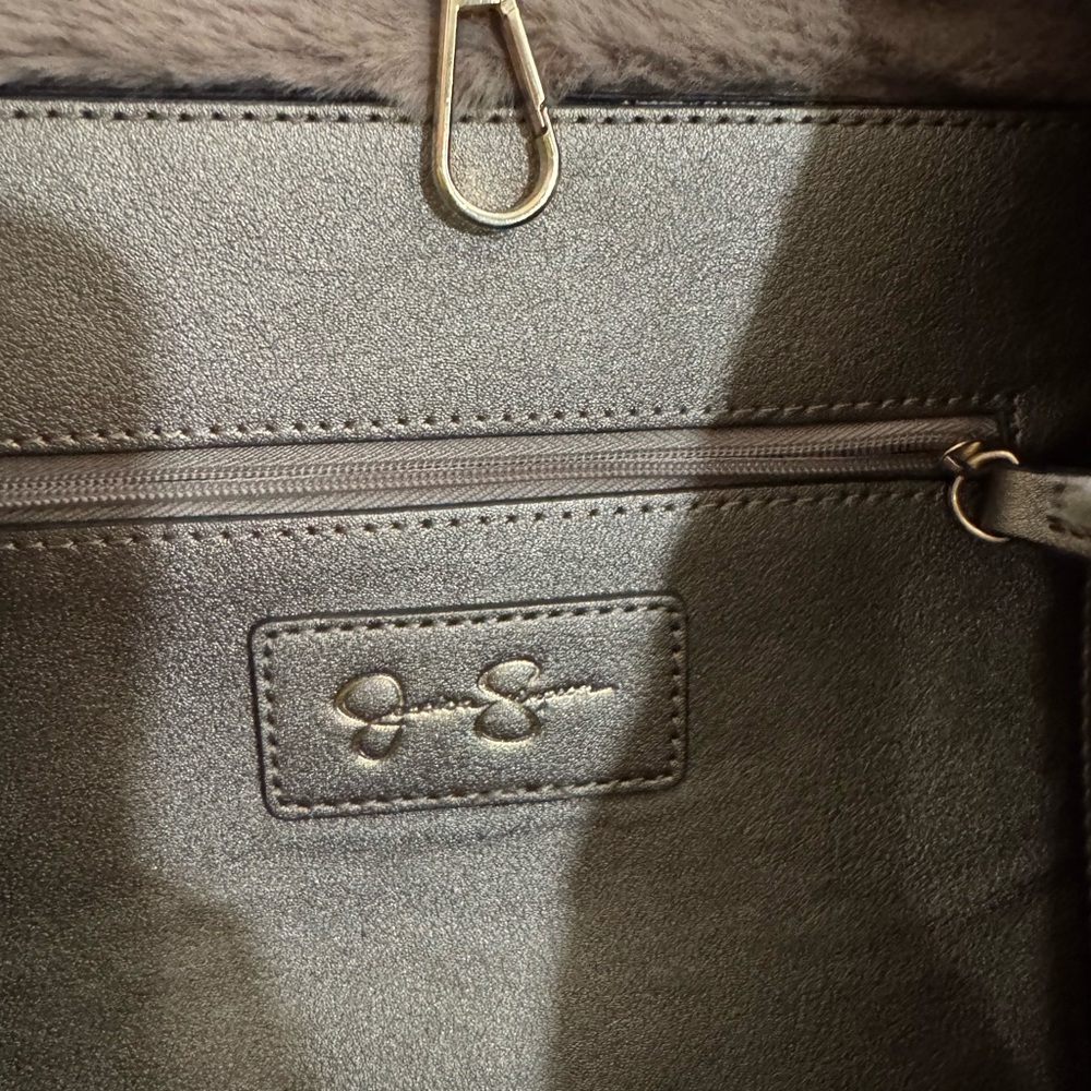 Jessica Simpson Faux Fur Tote in Tan and Brown - Picture 3 of 4